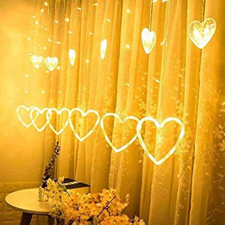 KENPAZAR Kalp Dekorlu Animasyonlu Perde LED Işık 3 Metre