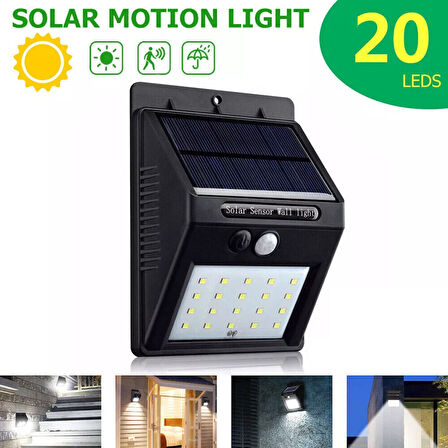 KENPAZAR 20 Ledli Hareket Sensörlü Dış Mekan Solar Lamba