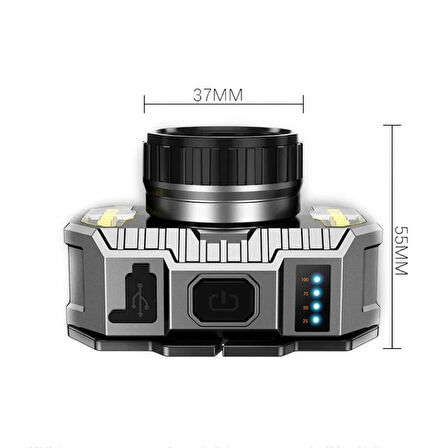 KENPAZAR 800 Lümen Şarj Göstergeli Cob LED Usb'li Şarjlı Kafa Lambası