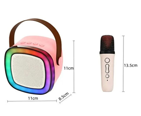KENPAZAR Taşınabilir Bluetooth Karaoke Hoparlör Kablosuz Mikrofon