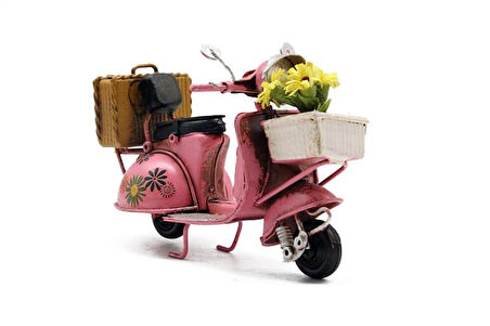 KENPAZAR Dekoratif Metal Scooter Önü Sepetli