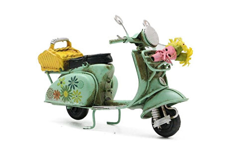 KENPAZAR Dekoratif Metal Scooter Önü Sepetli