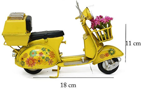KENPAZAR Dekoratif Metal Scooter Sepetli