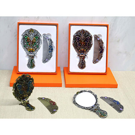 KENPAZAR Kelebek Katlanabilir Ayna Ve Tarak Seti Orta Boy