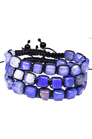 Sertifikalı Küp Kesim Ispirto Mavi Akik Taşı Doğal Taş Bileklik