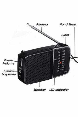 Knstar Taşınabilir Cep Radyosu K-258