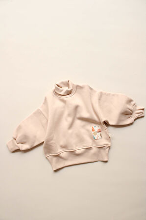 Balıkçı Yaka Oversize Polarlı Sweatshirt 1-5 Yaş