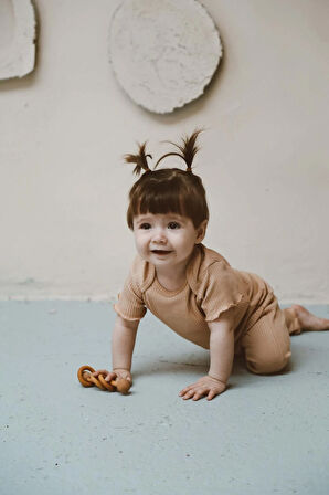 Kalp Nakışlı Fitilli Body Tayt Set