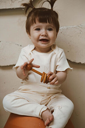 Deniz Kabuğu Nakışlı Fitilli Body Tayt Set