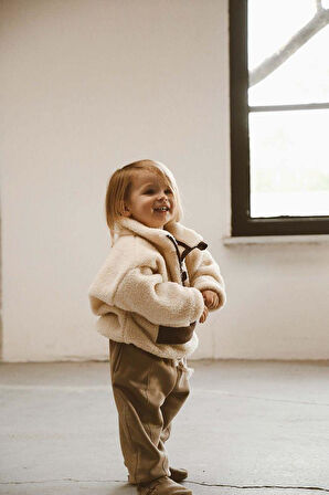 Bej Wellsoft Yarım Fermuar Çocuk Mont 1-6 Yaş