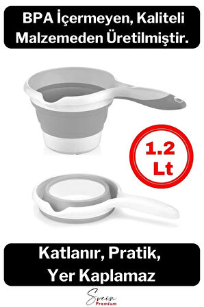 Pratik Premium Katlanır Sert Plastik Koçero Maşrapa Su Kovası Bulaşık Yıkama Leğeni 1200 ml