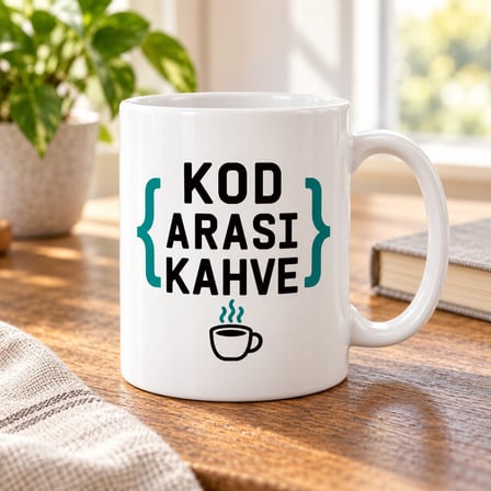 Kod Arası Kahve Tasarımlı Porselen Kupa - MODEL 323