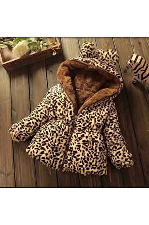 Leopar Peluşlu Mont