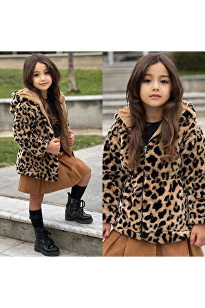 Leopar Peluşlu Mont