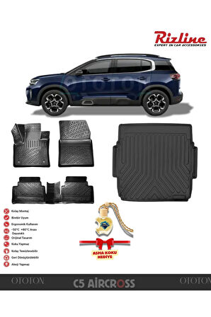 Citröen C5 Aircross 2022 Sonrası (ÜST) Bagaj Havuzu ve 3D Havuzlu Paspas -HEDİYELİ