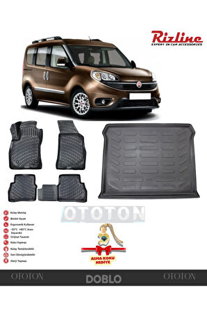 Fiat Doblo 2015-2022 Bagaj Havuzu ve 3D Havuzlu Paspas -HEDİYELİ Combi