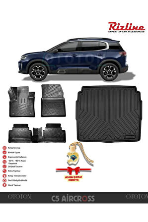 Citröen C5 Aircross 2022 Sonrası (ALT) Bagaj Havuzu ve 3D Havuzlu Paspas -HEDİYELİ