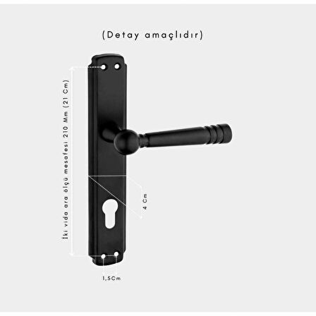 Osmanlı Mat Siyah Çelik Kapı Kolu Sağ Basar Tek Yön + Tokmak Ve Alt Rozeti (Kilit Hariçtir)