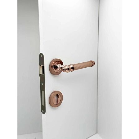 Osmanlı Handles ZK37 Rose Parlak Bakır Rozetli Yale Çelik Kapı Kolu 1 Takım