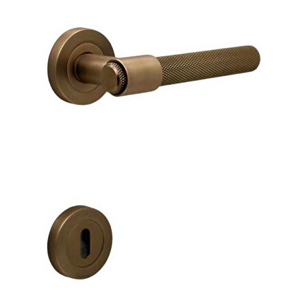 KOLDOOR Punch Mat Antik Sarı Rozetli Oda Kapı Kolu 5 Takım