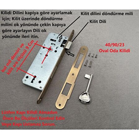 Özen Handles Oval İç Kapı Oda Kilidi Gömme Kilit 40/90/23 Antik Sarı 3 Adet