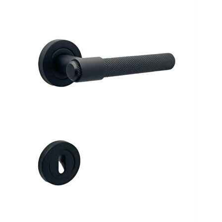 KOLDOOR Punch Mat Siyah Rozetli Oda Kapı Kolu 5 Takım