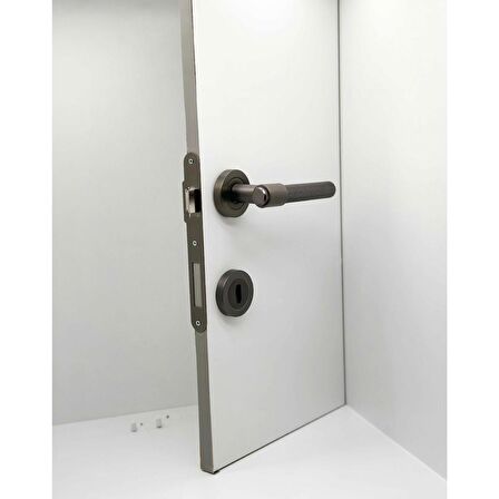 KOLDOOR Punch Mat Skoç Füme Rozetli Oda Kapı Kolu 4 Takım