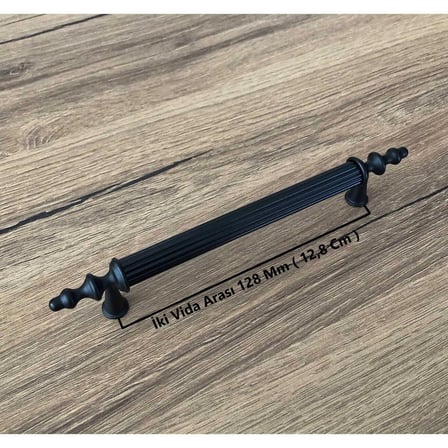 KOLDOOR Şehzade Siyah Tv Ünitesi Vestiyer Yatak Odası Mutfak Dolap Çekmece Kulpu 128 Mm (12,8 Cm) 3 Adet