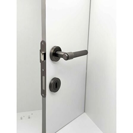 KOLDOOR Punch Mat Skoç Füme Rozetli Oda Kapı Kolu 5 Takım