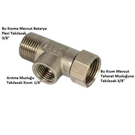 KOLDOOR Arıtma Hat Alma Aparatı Oynar Başlı Rakorlu 3/8 x 3/8 x 1/4