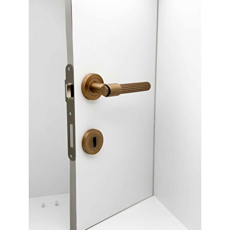 KOLDOOR Erva Handles ZK79 Mat Antik Sarı Rozetli Oda Kapı Kolu 1 Takım