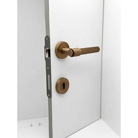 KOLDOOR Erva Handles ZK79 Mat Antik Sarı Rozetli Oda Kapı Kolu 1 Takım