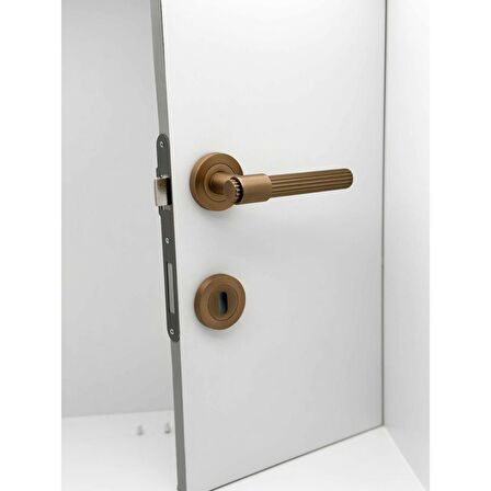 KOLDOOR Erva Handles ZK79 Mat Antik Sarı Rozetli Oda Kapı Kolu 1 Takım