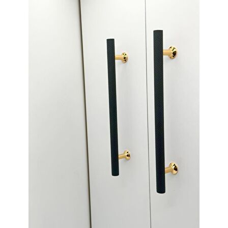 Mobilya Dolap Kulpu Mutfak Çekmece Kulpu Çizgili Dal Siyah Gold 192 mm ( 19,2 Cm ) 5 Adet