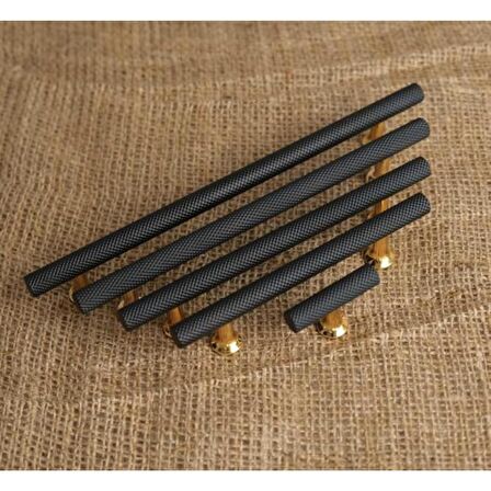 Mobilya Dolap Kulpu Mutfak Çekmece Kulpu Çizgili Dal Siyah Gold 192 mm ( 19,2 Cm ) 5 Adet