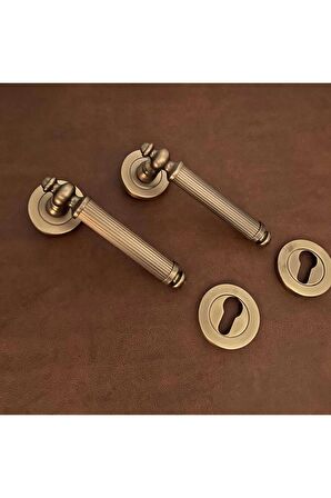Osmanlı Handles ZK37 Antik Sarı Zamak Yuvarlak Rozetli Wc Banyo Kapı Kolu 1 Takım