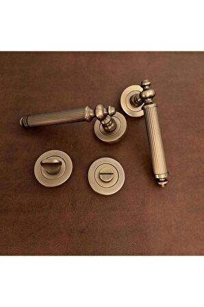 Osmanlı Handles ZK37 Antik Sarı Zamak Yuvarlak Rozetli Wc Banyo Kapı Kolu 1 Takım