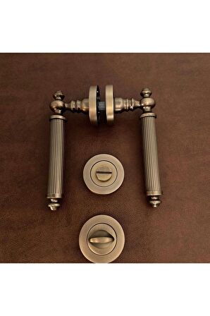 Osmanlı Handles ZK37 Antik Sarı Zamak Yuvarlak Rozetli Wc Banyo Kapı Kolu 1 Takım