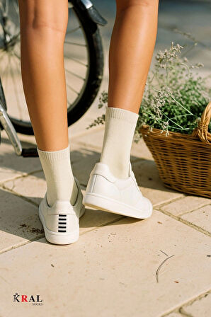 Kadın (8 ÇİFT) Likralı Pamuklu Soft Penye Uzun Soket Boy Çorap