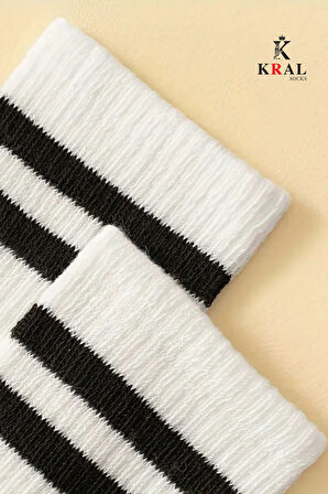 Erkek Kadın (12 ÇİFT) Çizgili Kolej Tenis Çorabı Pamuklu Terletmez Çorap