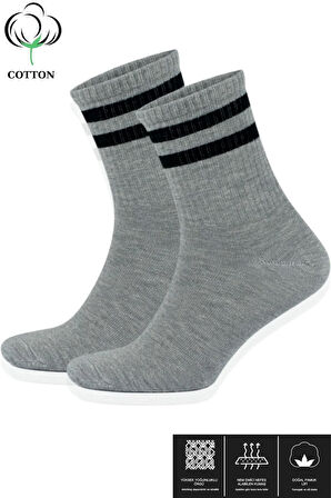 Erkek Kadın (12 ÇİFT) Çizgili Kolej Tenis Çorabı Pamuklu Terletmez Çorap