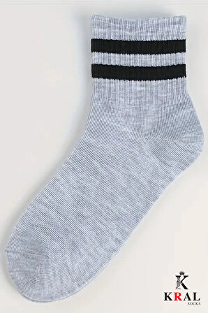 Erkek Kadın (12 ÇİFT) Çizgili Kolej Tenis Çorabı Pamuklu Terletmez Çorap