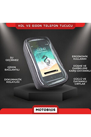 Motosiklet Kola Takılan Telefon Tutucu Kol Telefon Tutucu Su Geçirmez 6.7" (DAYANIKLI)