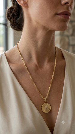 Monogram Luxe Gold Çelik Kadın Kolye – Zirkon Taş Detaylı K Harf Madalyon ve Burgu Zincir