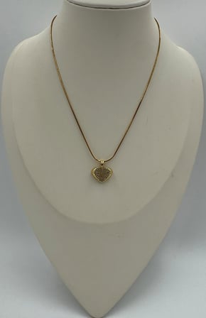 Parla Amore - Işıltılı Kalp Tasarımı Gold Paslanmaz Çelik Zarif Kadın Kolye