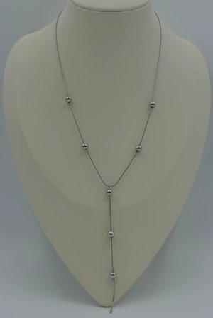 Kadın Minimal Top Detaylı Y Kolye Gümüş Renk Paslanmaz Çelik