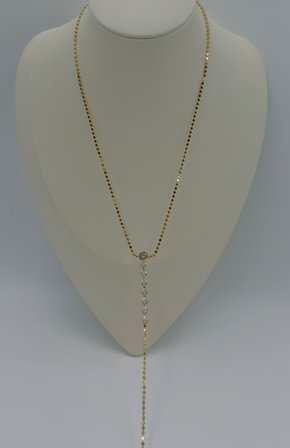 Kadın Gold Zirkon Taşlı Sallantılı Y Model Paslanmaz Çelik Kolye