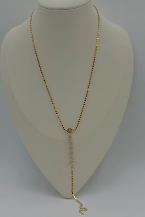 Kadın Gold Zirkon Taşlı Sallantılı Y Model Paslanmaz Çelik Kolye