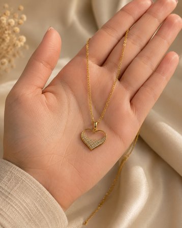M Harfi Taşlı Kadın Kolye – Gold Renk Paslanmaz Çelik Harf Kolye