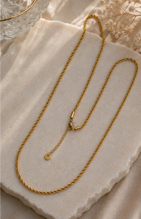 Gold Halat Zincir Kolye – Burgu Model Paslanmaz Çelik Kadın Kolye
